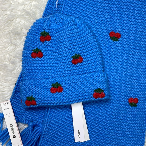 NEW AQUA Blue Hat with Cherries - Picture 6 of 6